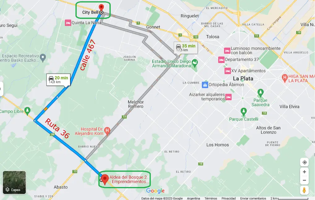 Plano-Distancia a City Bell